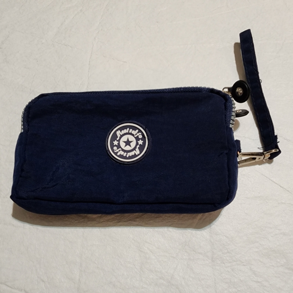 Meetself Navy Blue Wristlet/Wallet/Cosmetic Case/All Purpose Pouch